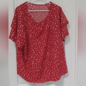 Elegant Red Polka Dot Blouse
